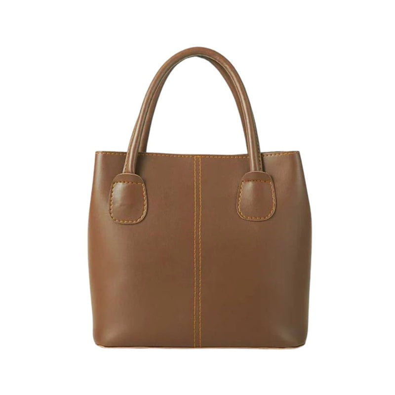 Greft Classic Brown Handbag with Contrast Stitching