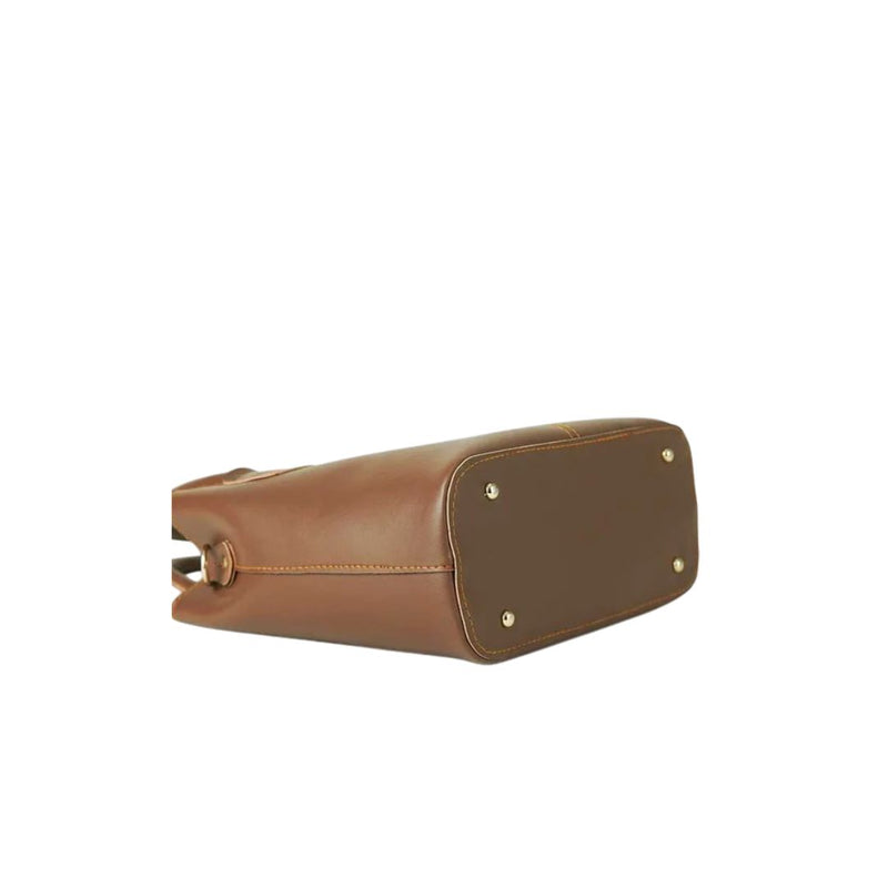 Greft Classic Brown Handbag with Contrast Stitching